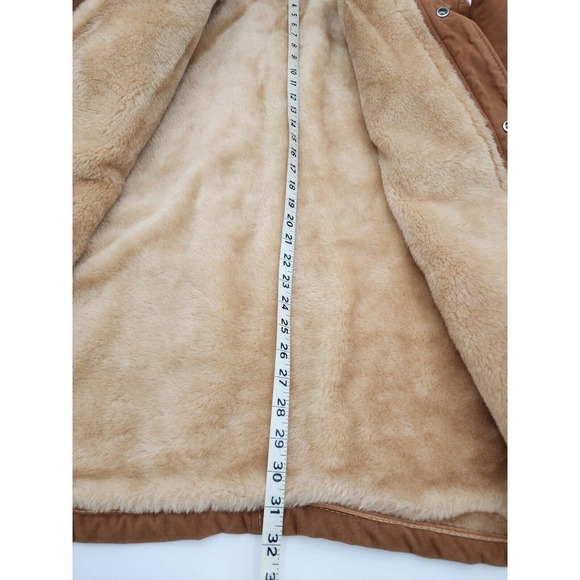 Vintage 1970s JC Penney Men's Faux Suede Sherpa Lined Western Coat Size 43 Snap - Picture 6 of 12